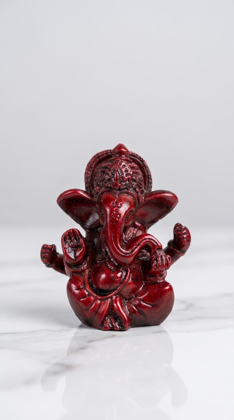 Mini Lord Ganesha Idol Statue – Red Finish Ganesh Murti for Car Dashboard, Home Temple, Office Desk & Spiritual Gift | Sajha Cart Gift Shop