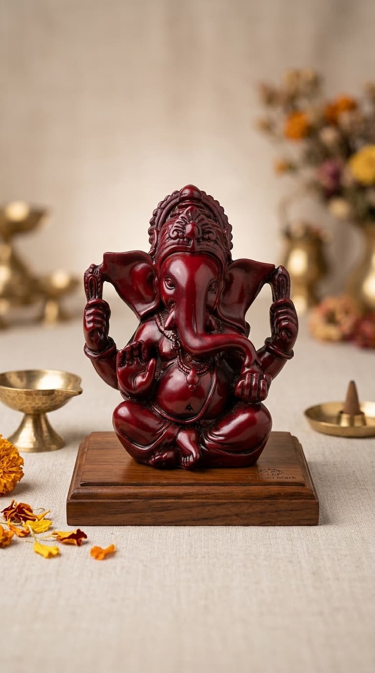 Premium Red Lord Ganesha Idol Statue – Ganesh Murti for Home Temple, Car Dashboard, Office Desk & Spiritual Gift | Sajha Cart Gift Shop