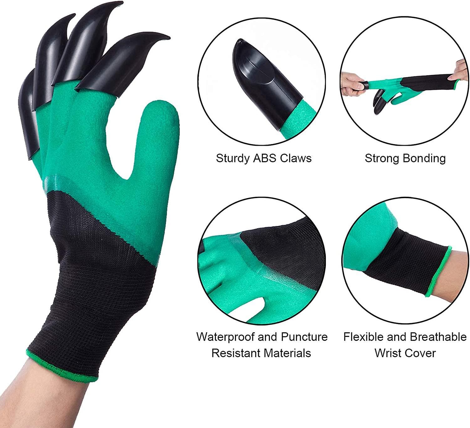 Garden Gloves with Claws for Digging and Planting | Fully Finger Protection