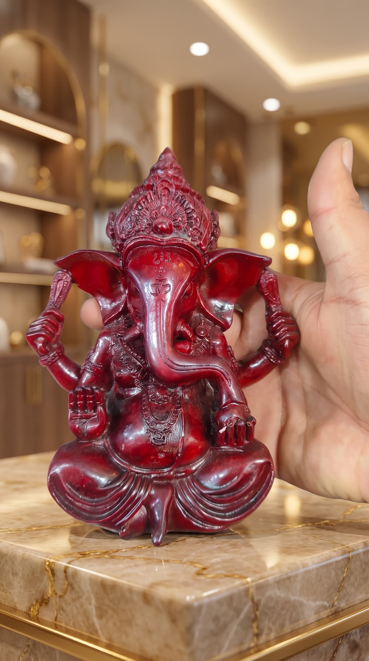 Red Lord Ganesha Idol Statue  Premium Resin Ganesh Murti for Home Temple, Office Desk, Car Dashboard, Vastu Decor & Spiritual Gift | Sajha Cart Gift Shop