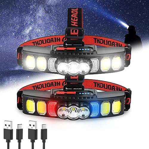 LED Sensor Headlamp Rechargeable Floodlight | 230° Wide Beam Headlight | USB Rechargeable
