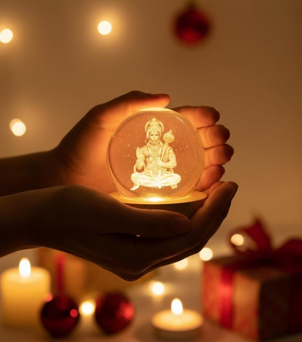 Sajha Cart Gift Shop Crystal Ball LED Night Lamp with Wooden Base  | USB Powered Gift
