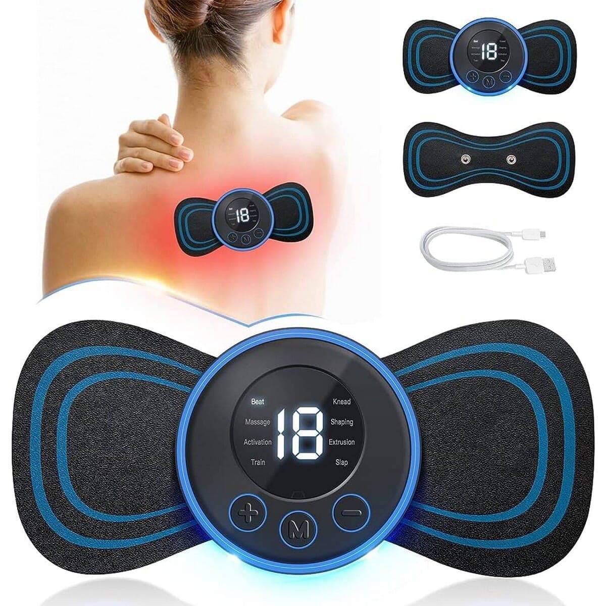 EMS Neck Shoulder Back Pain Relief Massager | Portable USB Rechargeable