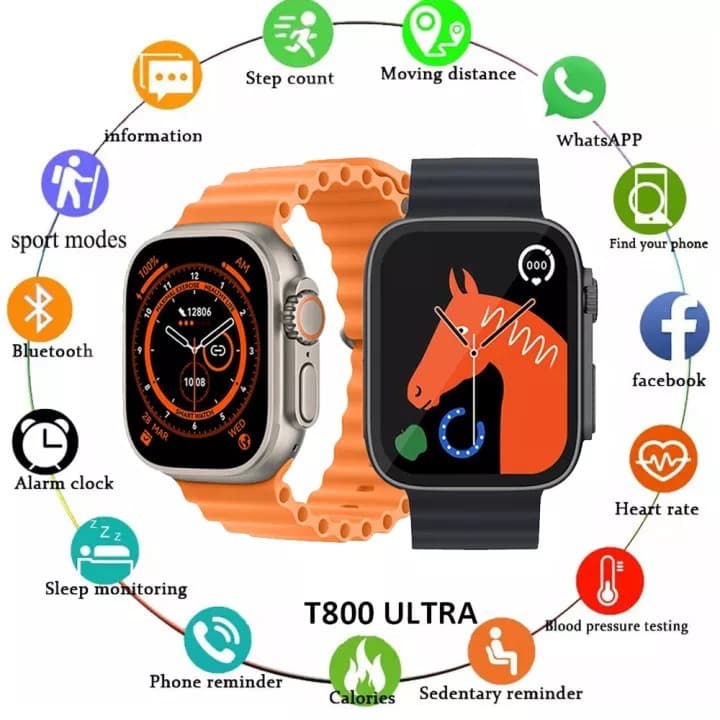 T800 Ultra Smartwatch | Full Touchscreen | BT Music Calls | Fitness & Sleep Tracker