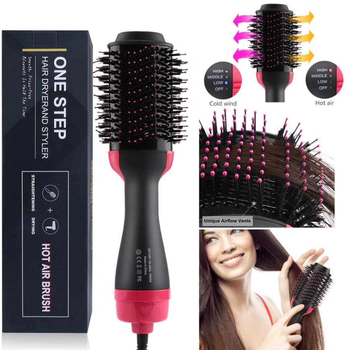 One Step Hair Dryer and Straight Hot Air Brush 1000W