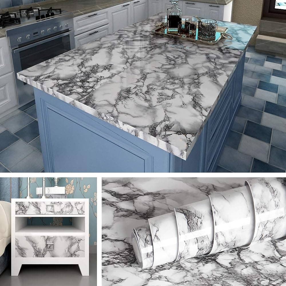 Self-Adhesive Kitchen Marble Sticker | Oil-Proof Waterproof Vinyl Wallpaper Roll | 3m x 61cm