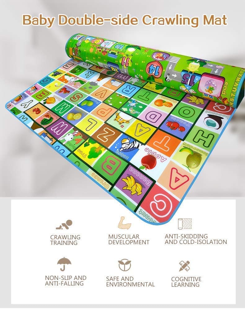 Baby Double Sided Waterproof Crawl Mat | Play Mat for Crawling and Tummy Time