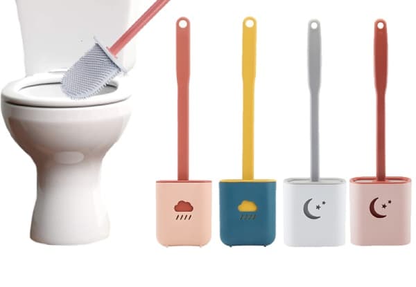Silicone Toilet Brush with Quick Drying Holder | Flexible Soft Bristles Toilet Cleaning Brush | Bathroom Cleaning Tool