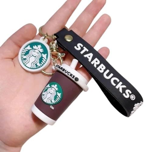 Rubber Starbucks Cup Keychain | Mini Coffee Mug Keyring | Trendy Bag Accessory