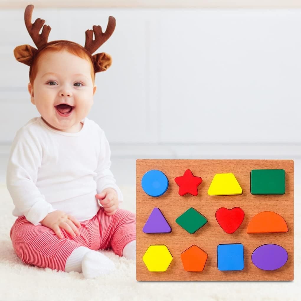 Wooden Montessori Shape Puzzle | Educational Toy for Toddlers | Preschool Learning Board