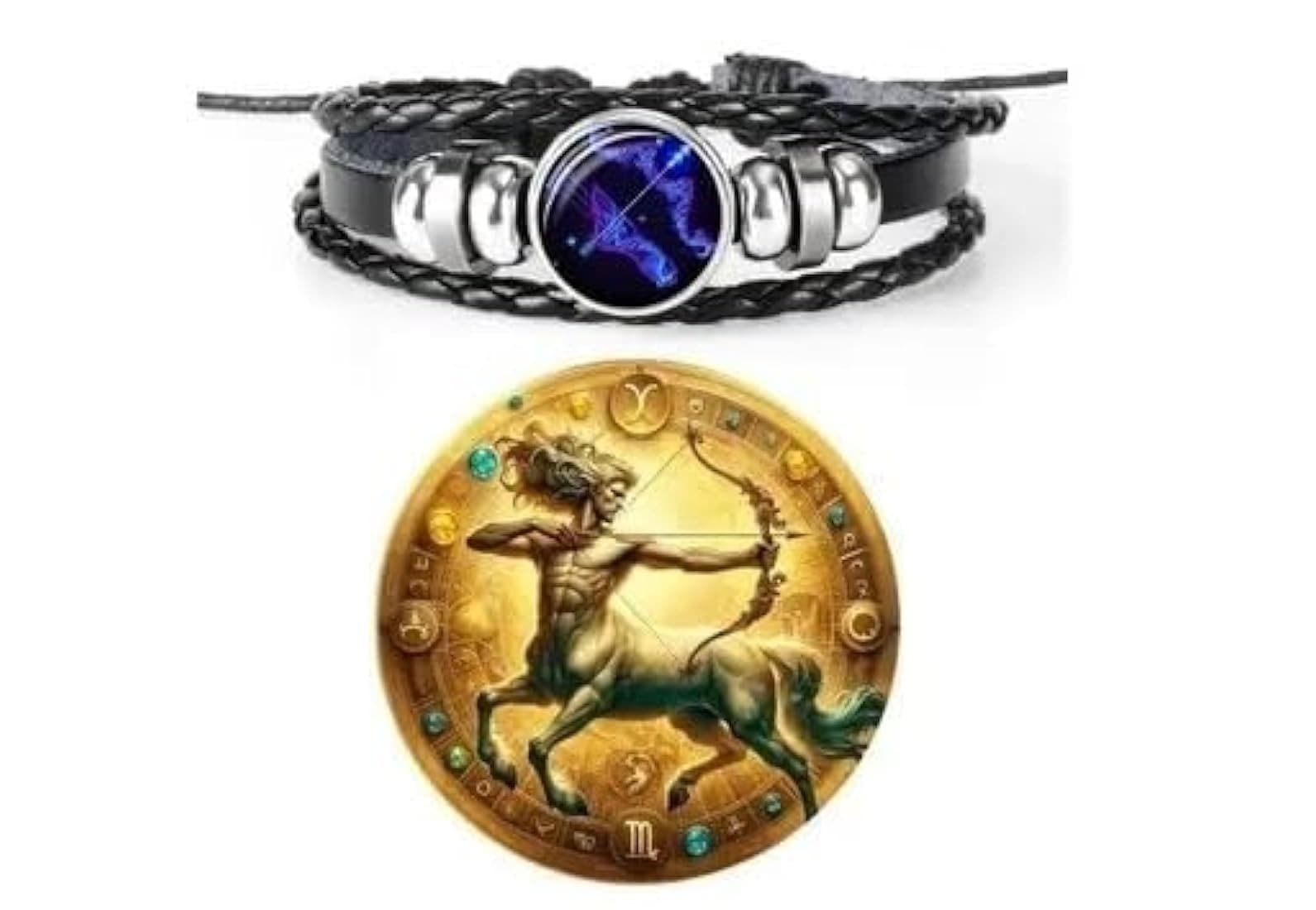 Luminous Zodiac Sign Charm Bracelet | Vintage Multilayer Wrap Leather Bracelet | Unisex Astrology Jewelry