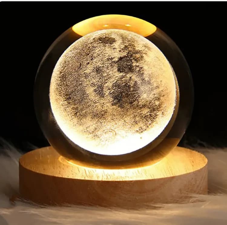 3D Crystal Ball Night Light | Starry Moon LED Lamp