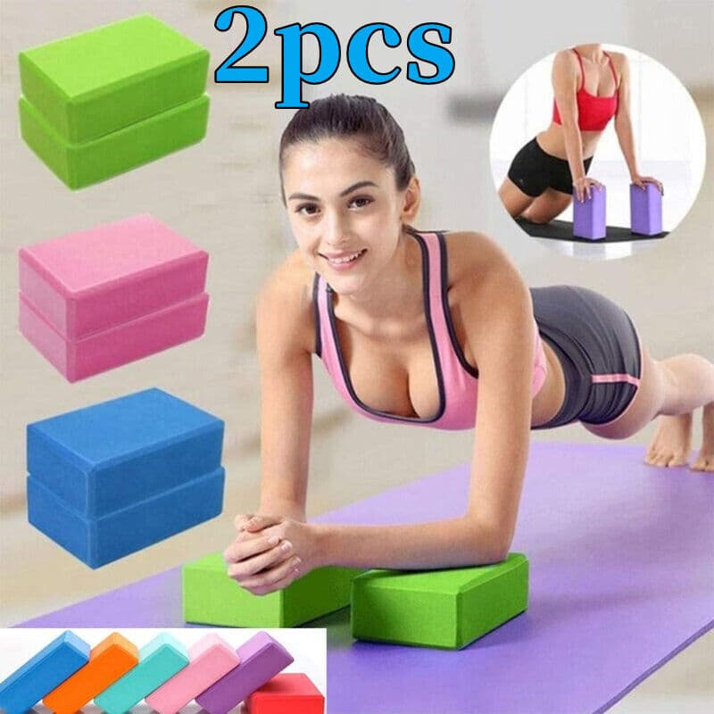 Foam Yoga Block Set of 2 | High-Density Yoga Pillows | Improve Posture & Flexibility