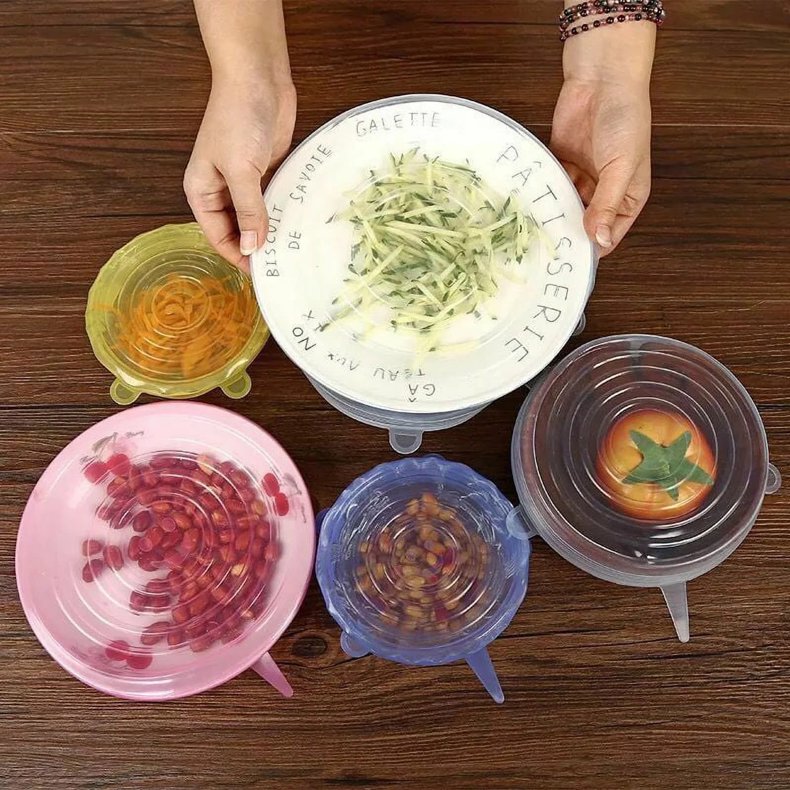6 Pcs Reusable Silicone Food Covers | Eco-Friendly Food Wraps | Stretchable Lids