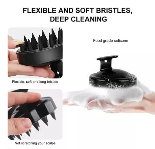 Head Scalp Massager Brush | Silicone Bristle Scalp Massager | Hair Growth Stimulator