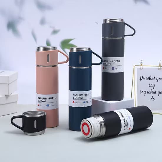 Vacuum Insulated Thermos Flask Bottle 500ml with 3 Cups
