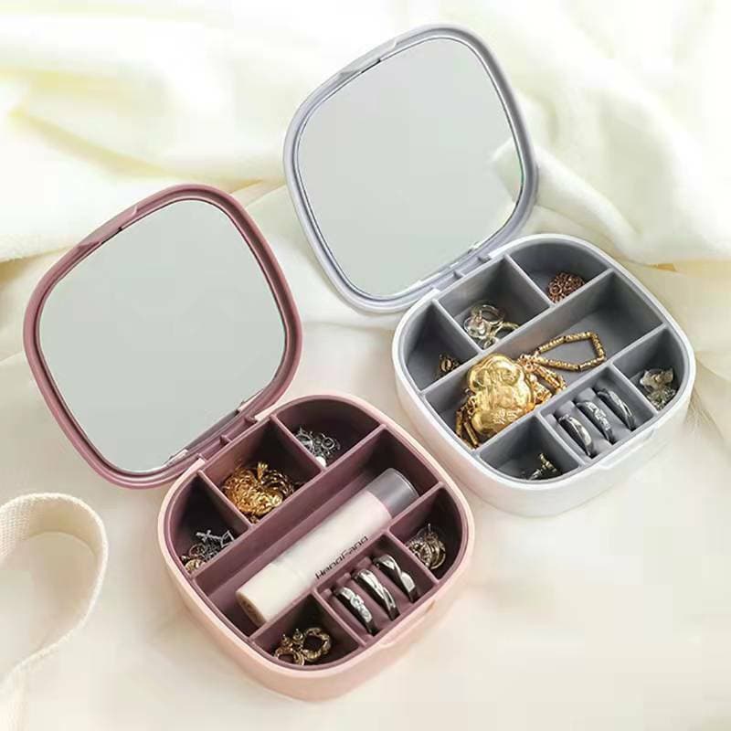 Mini Jewellery Box with Mirror | Compact Jewellery Organizer for Rings, Earrings, Necklaces