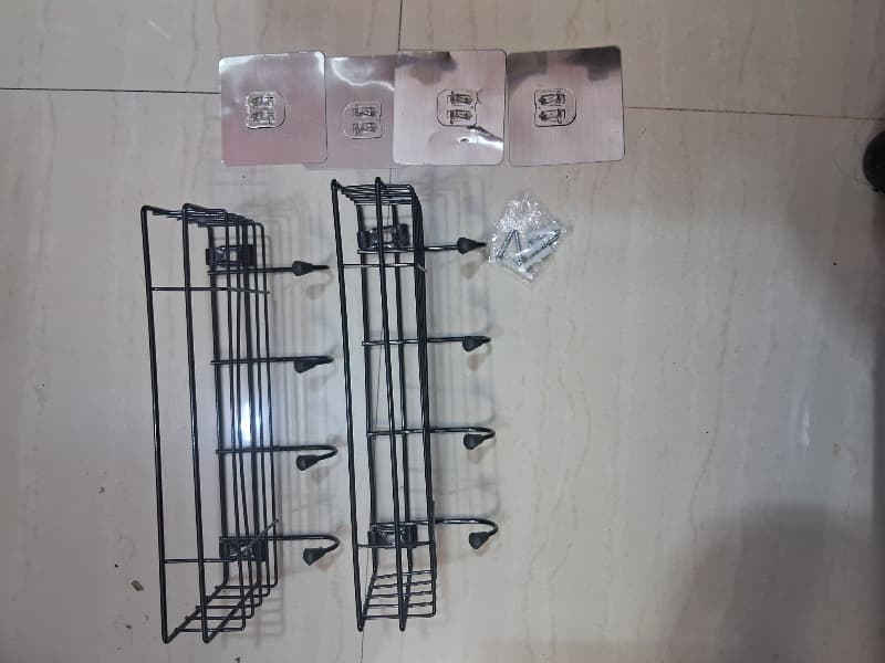2 Pcs Wall Mounted Bathroom Storage Rack | Multipurpose Organizer for Kitchen and Cosmetics