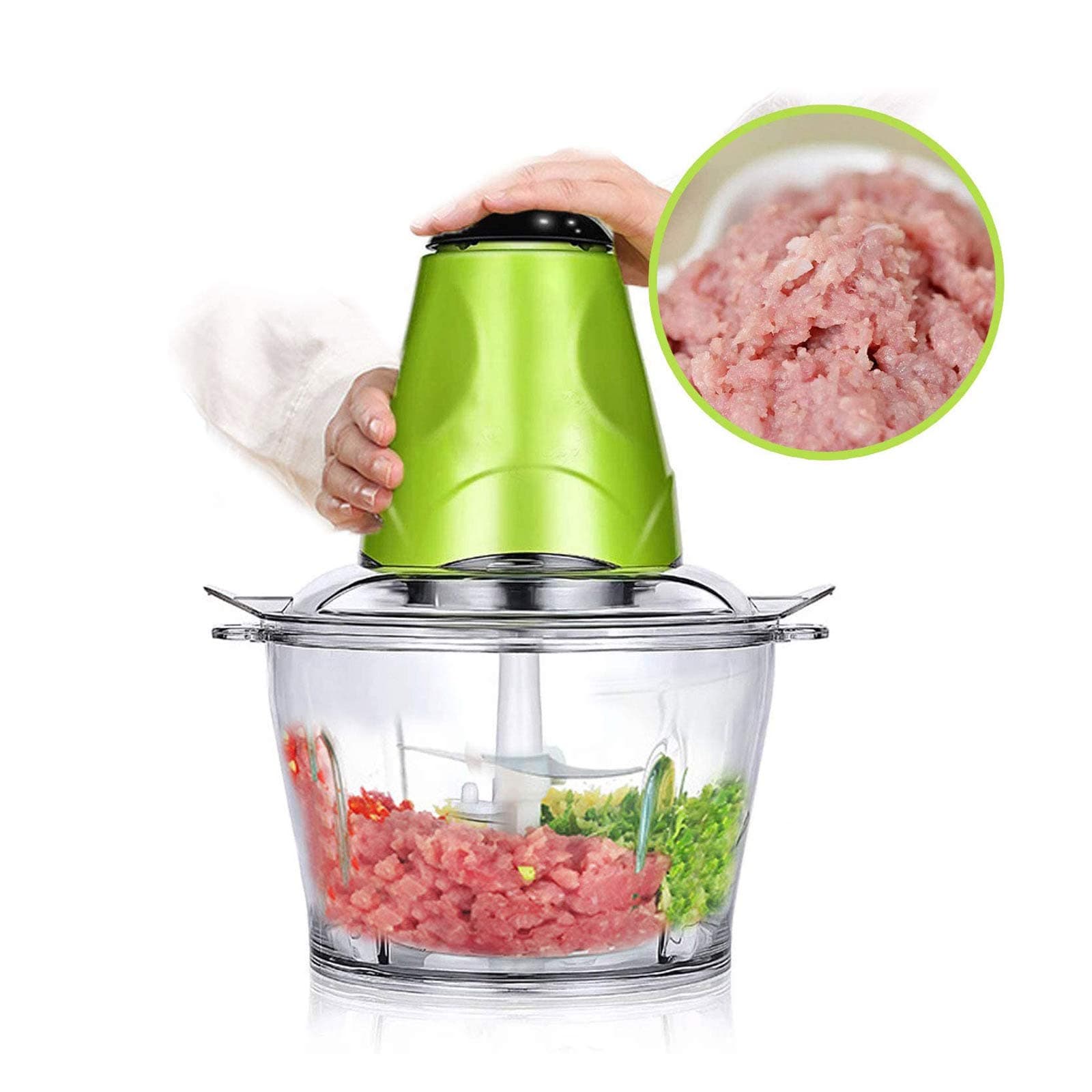 2L Powerful Meat & Vegetable Grinder, Multifunctional Household Electric Food Processor