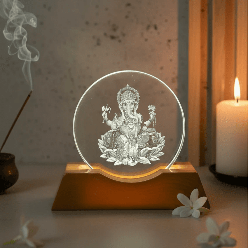 3D LED Night Lamp | Lord Shiva Design | Acrylic Light with Wooden Base