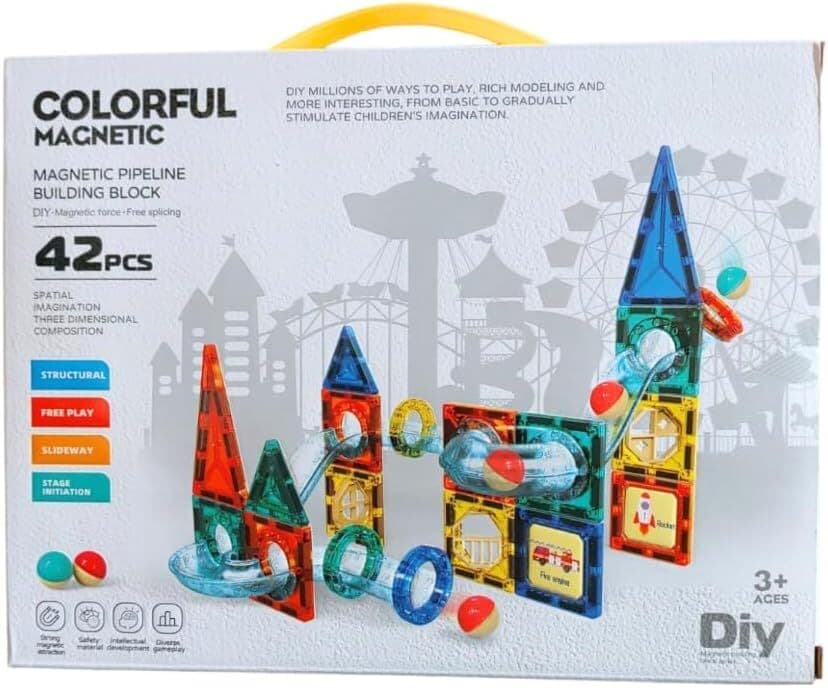 Magnetic Pipeline Building Block Set | Colorful Educational Toy for Kids