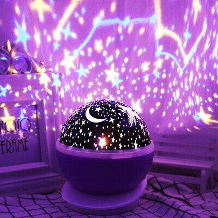 Colorful Star Master Projector Night Lamp | Auto Rotating LED Sky Light | Battery Powered