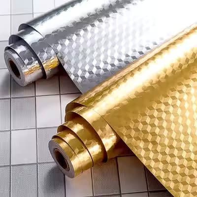 3M Kitchen Aluminum Wall Sticker | Oil-Proof & Self-Adhesive | Gold & Silver Designs