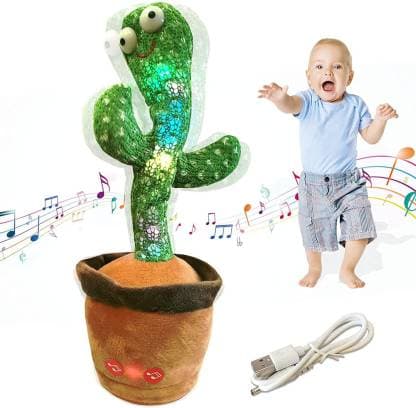 Rechargeable Dancing Cactus Toy | Interactive Plush Toy for Kids | Musical and Light Effects