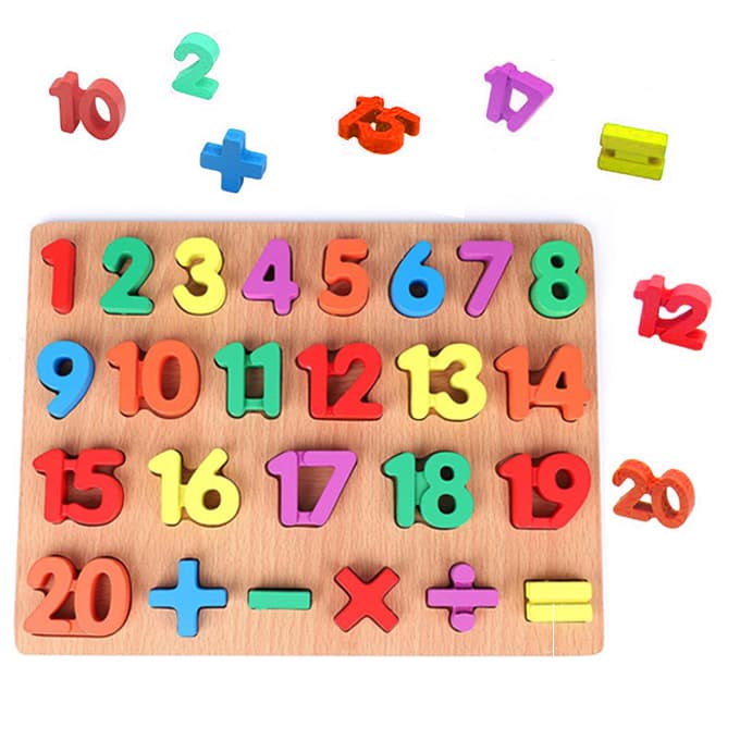 Wooden Number Board 1 to 20 with Knob | Educational Number Tray | Learning Play Set for Kids
