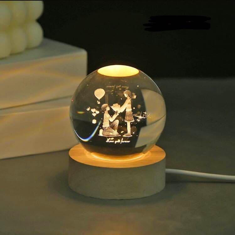 3D Crystal Ball Night Stand Lamp | Moon | Galaxy | Lord Krishna | Unique Designs