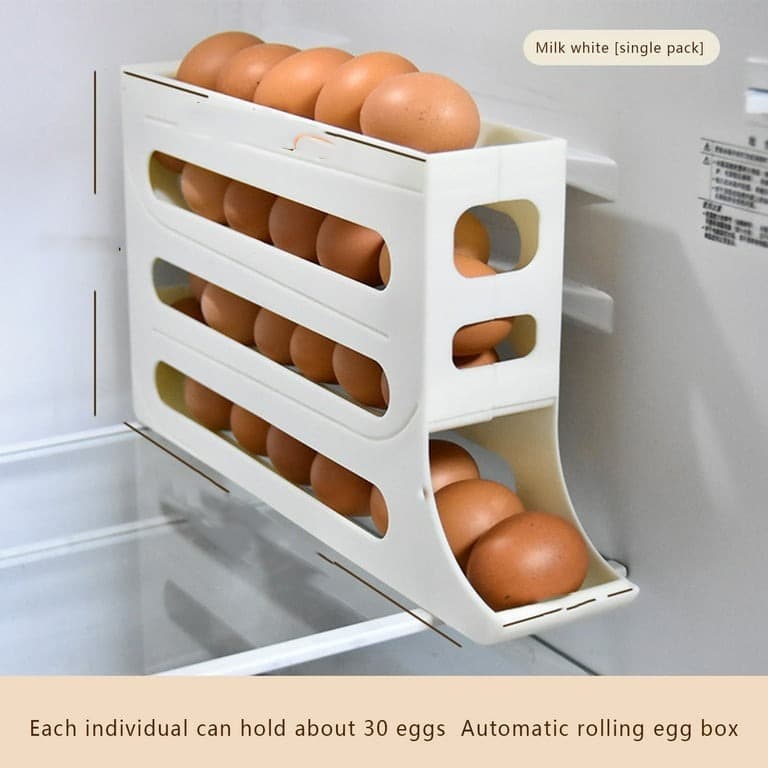 Auto Rolling Egg Organizer | 30 Egg Storage Rack | Kitchen Egg Holder