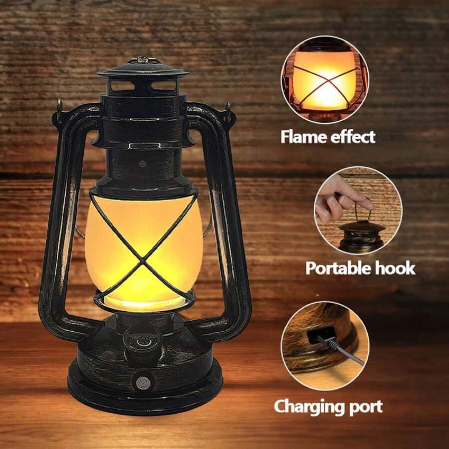 Rechargeable Touch Control Lantern | 3-Color Lighting | Flame Effect