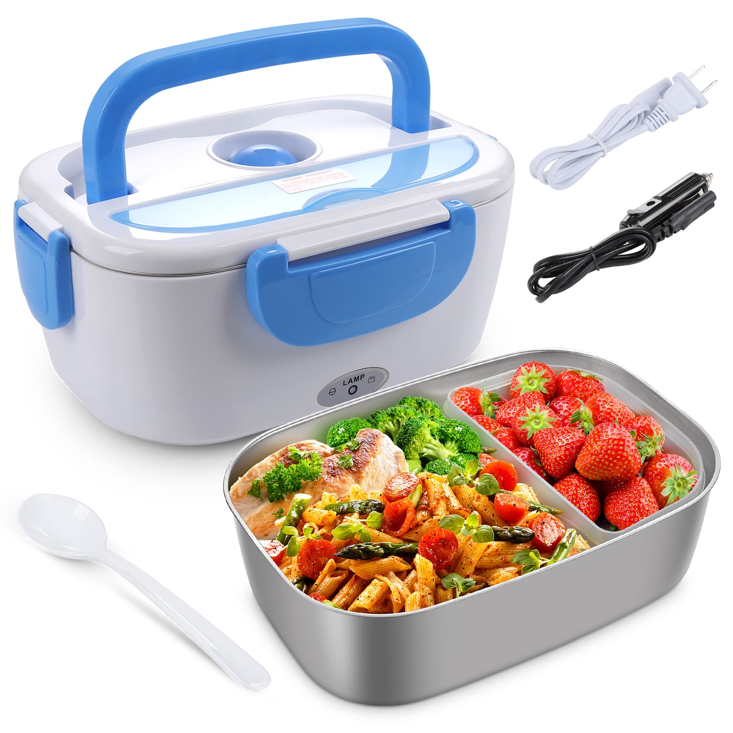 2 In 1 Electric Lunch Box | Stainless Steel Heated Tiffin | Portable Food Warmer