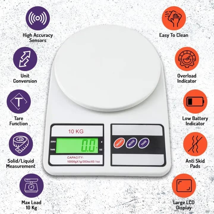 10Kg Digital Kitchen Scale | Electronic Weighing Machine | Precision Weight Scale for Cooking & Baking