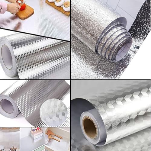 3M Kitchen Aluminum Wall Sticker | Self-Adhesive Oil-Proof Decor | Gold & Silver Designs