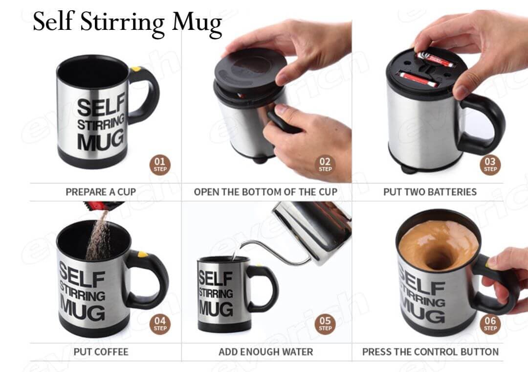 Self Stirring Coffee Mixing Mug | Automatic Coffee Mug | Ergonomic Drinking Cup