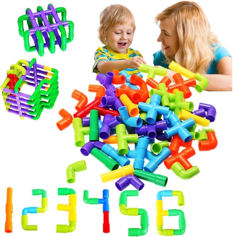 Pipe Shapes Interlocking Building Blocks Set | Educational Building Toy for Kids