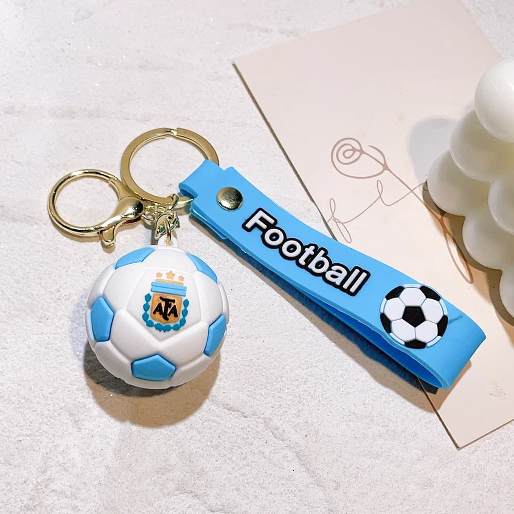 3D Football Keychain | PVC Mini Ball Keyring with Strap