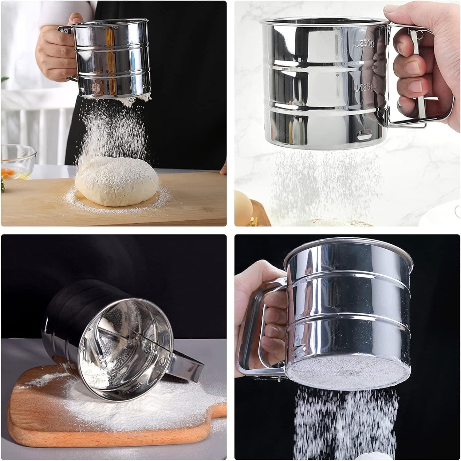 Stainless Steel Baking Flour Sifter | Handheld Fine Mesh Sieve | Reusable Kitchen Tool