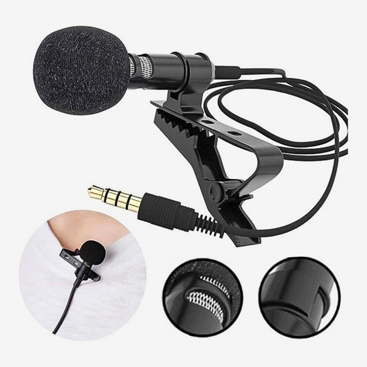 Professional Noise-Cancellation Clip-On Microphone | Condenser Mic for YouTube, Interviews, Lectures