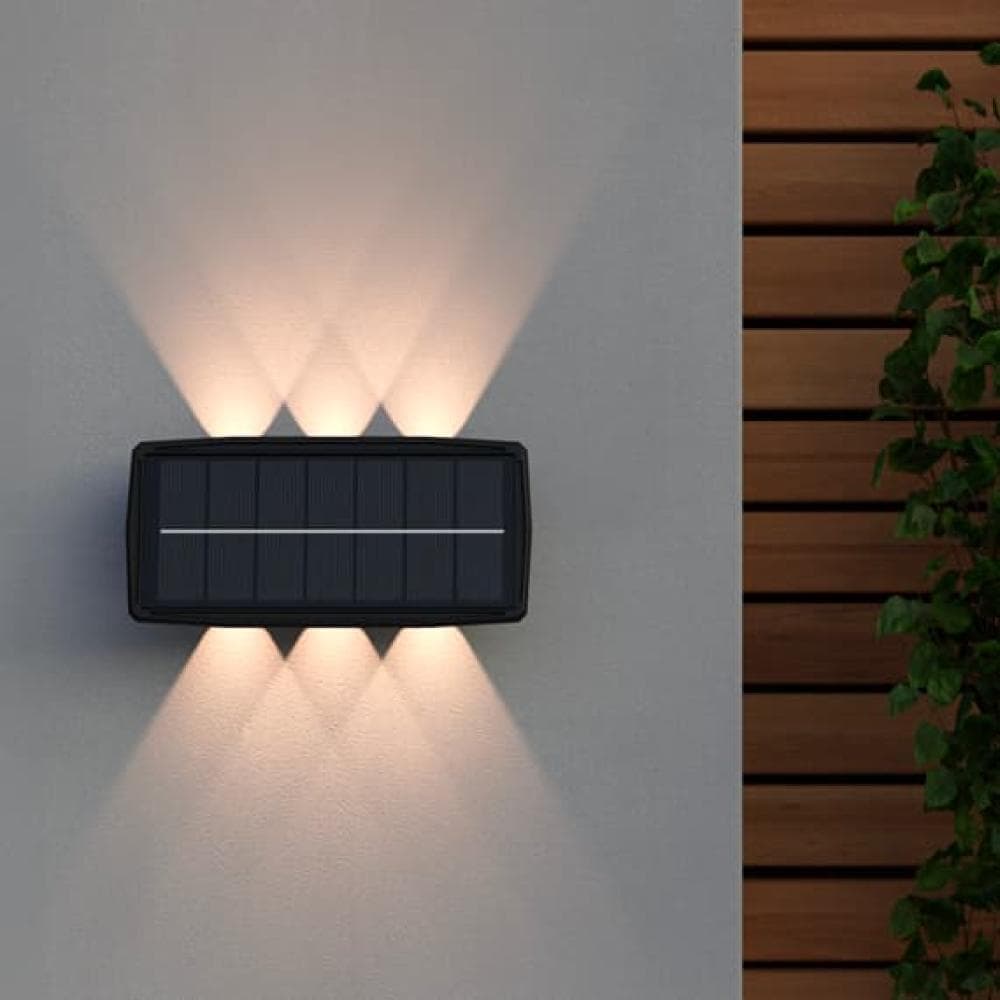 2 Pcs LED Solar Wall Light | Waterproof Outdoor Lighting | Up and Down Luminous Garden Light