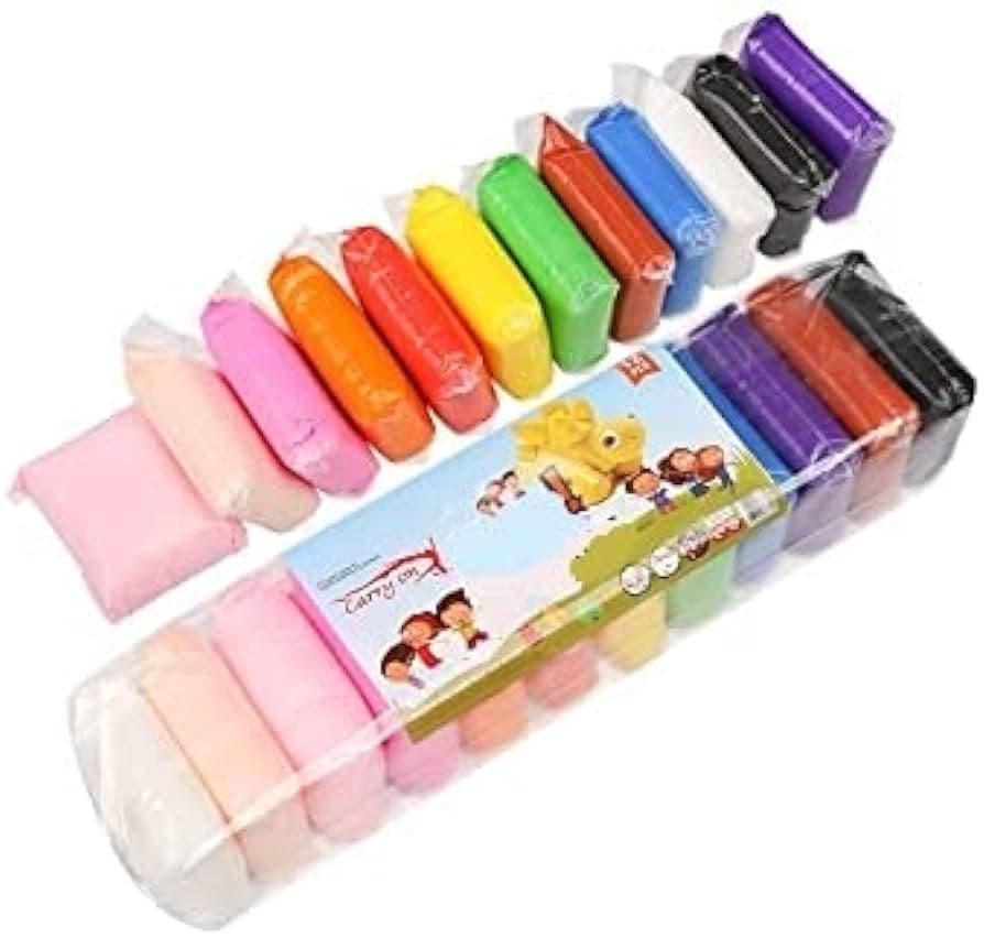 Dry Super Clay for Creative Art and Craft | Non-Sticky Modeling Clay for Kids | 12 Colors