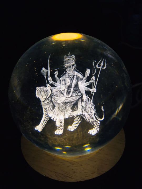 3D Crystal Ball Night Stand Lamp | Moon | Galaxy | Lord Krishna | Lord Ganesh | Unicorn Horse