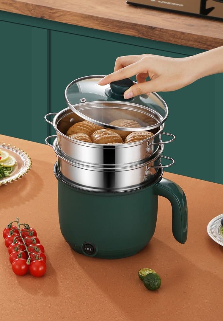 Electric Hot Pot with Steamer | Multi-Functional Cooking Pot for Noodles, Rice, Soup
