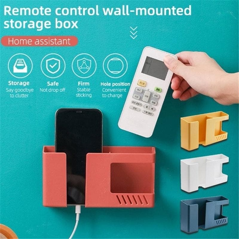 Double Layer Wall Mounted Organizer Box | Punch Free Remote Holder | Phone Charging Storage