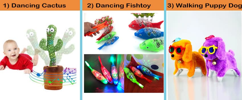 Baby Combo Set | Dancing Cactus Toy | Walking Puppy Toy | Light-Up Fish Toy for Toddlers