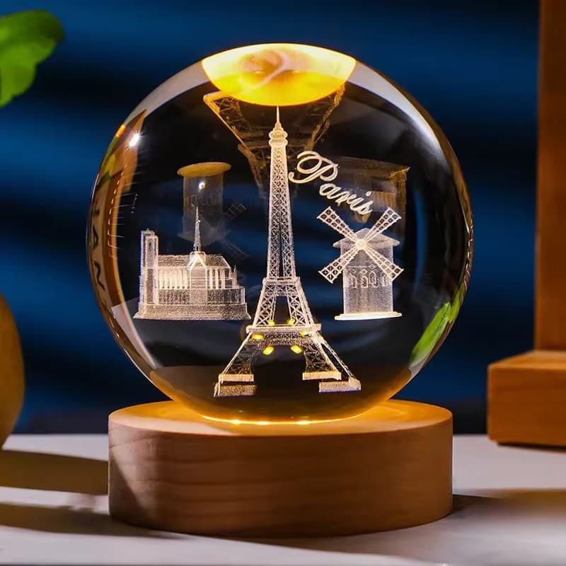 3D Crystal Ball Night Stand Lamp | Moon | Galaxy | Lord Krishna | Lord Ganesh | Unicorn Horse