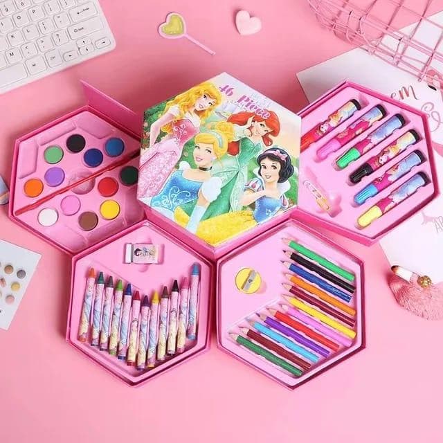 46 Pcs Kids Art Set | Painting Kit with Colour Pencils, Crayons, Watercolour & Sketch Pens