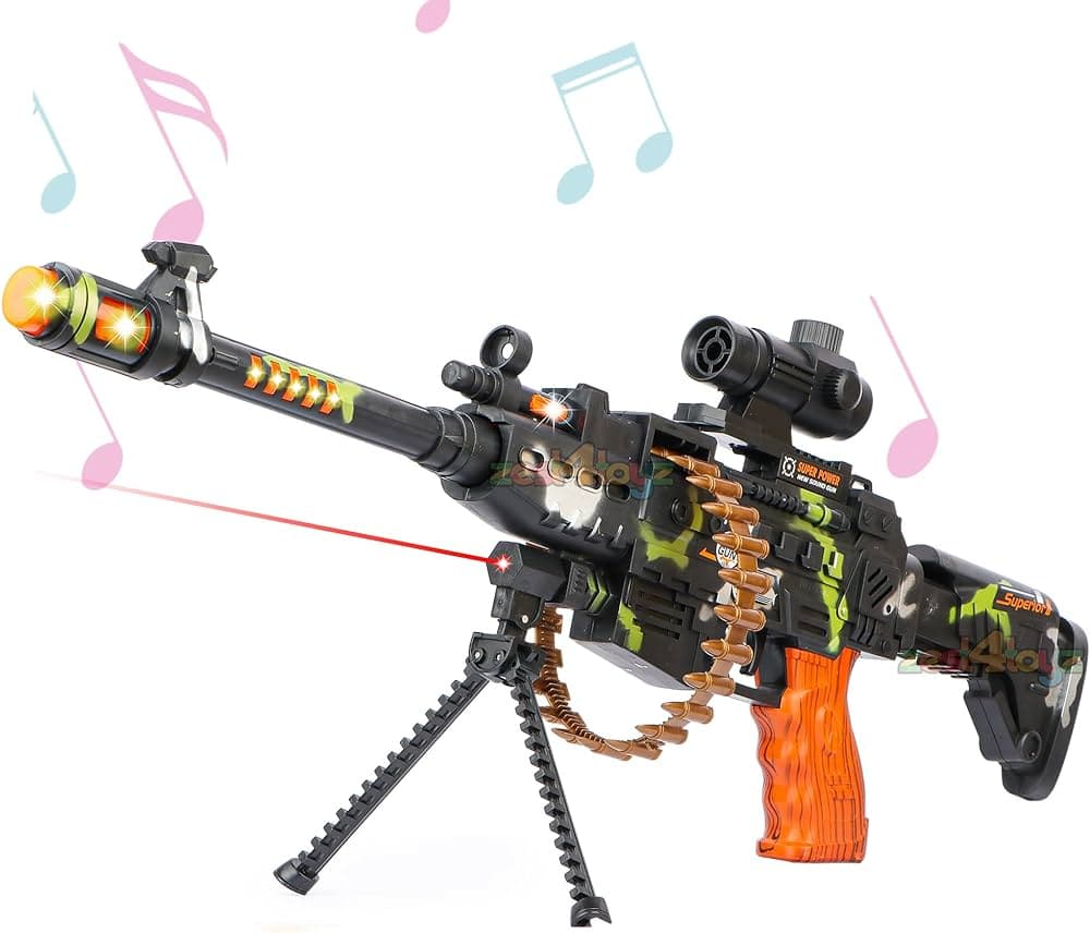 Army Style Machine Toy Gun | Red Dot Sight Toy Gun | Flashlight Toy Gun for Kids