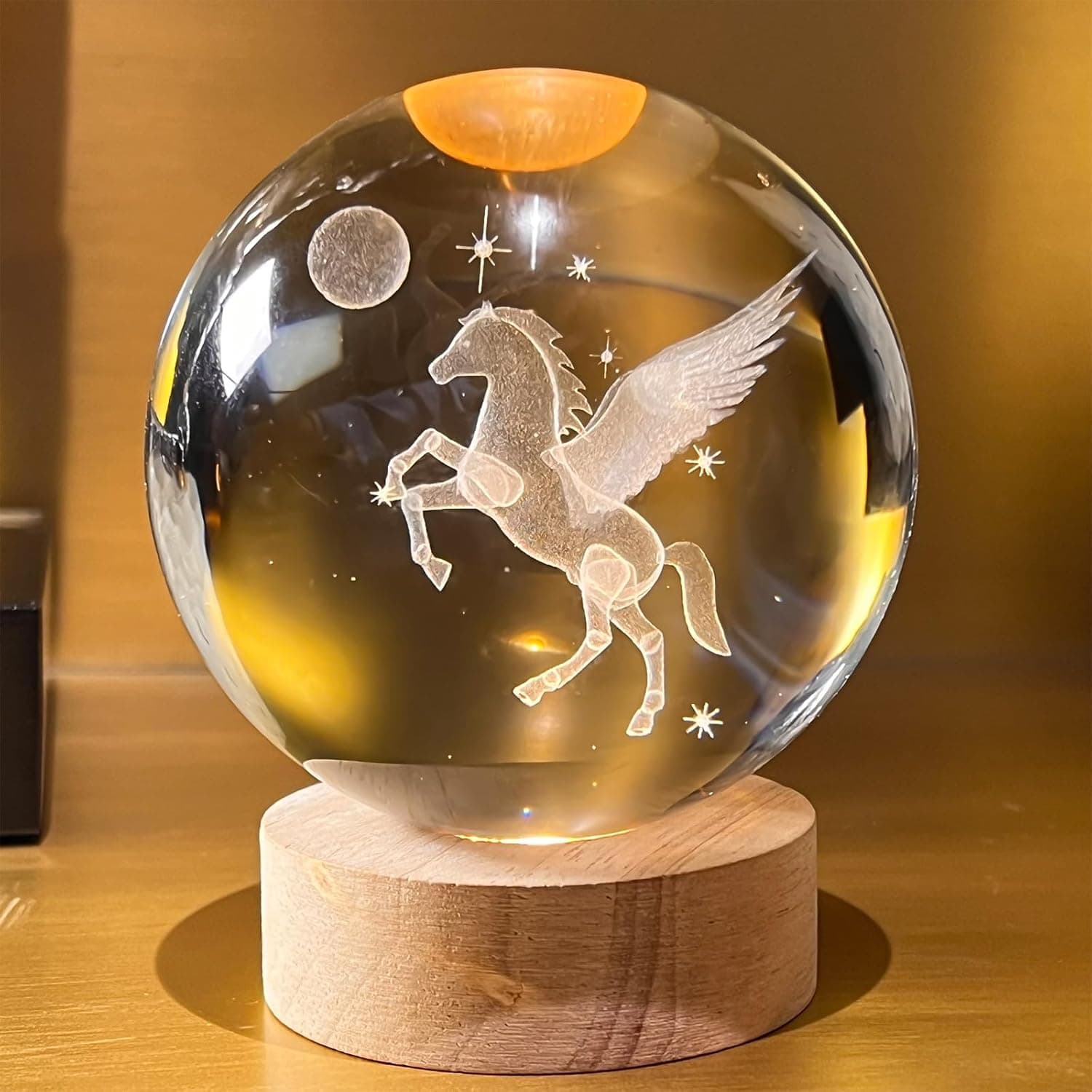 3D Crystal Ball Night Stand Lamp | Moon | Galaxy | Lord Krishna | Unicorn Horse